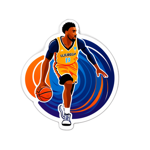 מדבקה של שחקן כדורסל עם לוגו יורוליג ברקע