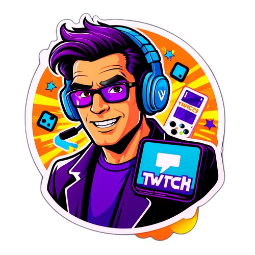 Дизайн наліпки з логотипом Twitch у сучасному стилі