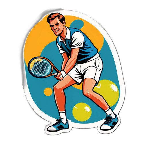 Vintage Tennis Player Sticker