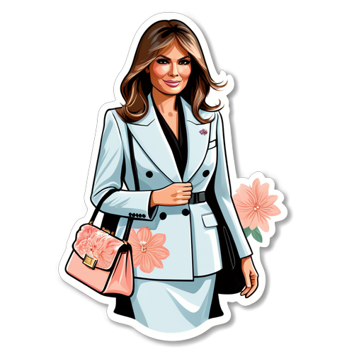 Melania Trump: Den Chiceste Stiltrods med en elegant Håndtaske i Fortryllende Blomsterbaggrund!