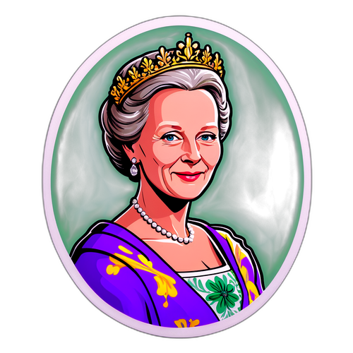 Elegant klistermærke med Dronning Margrethe
