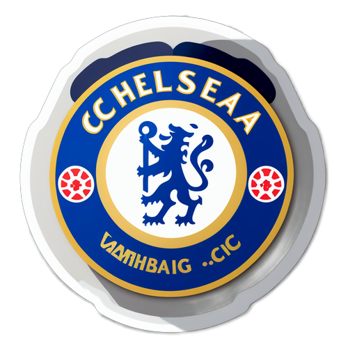 Sticker med Chelsea FC:s emblem och en fotboll som gör mål