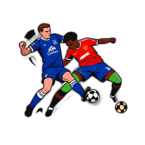에버턴과 맨체스터 유나이티드의 축구 선수 캐릭터 전투