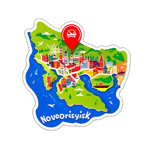 Стикер с картой Новороссийска