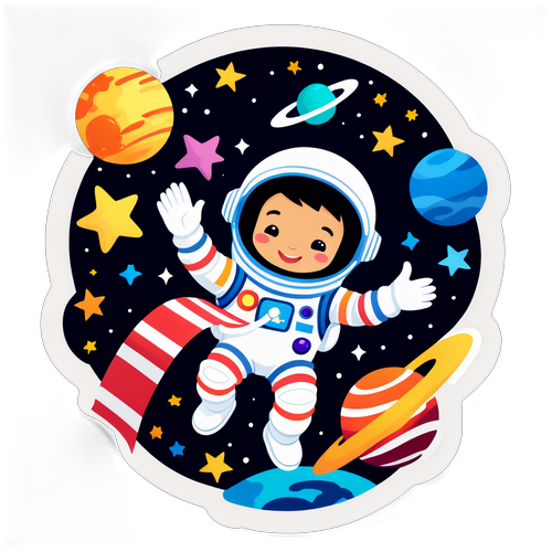 Cute Astronaut Floating in Space Sticker