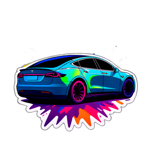 Vibrant Tesla Artistic Sticker