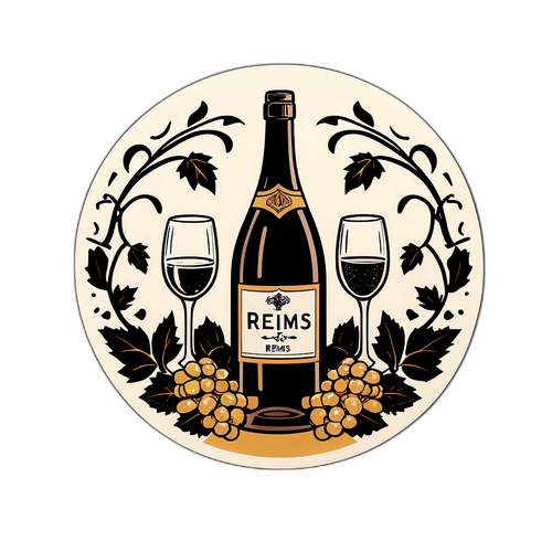 Sticker de Reims avec son vin célèbre