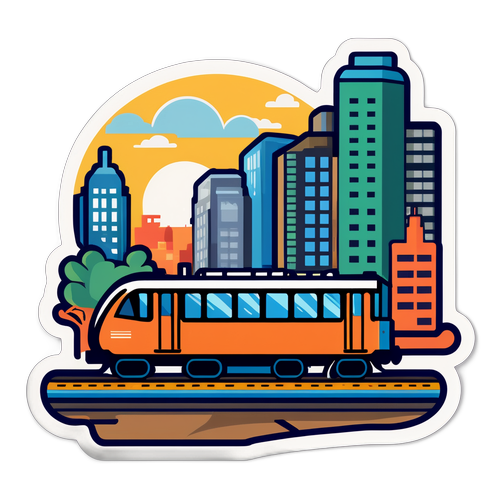 지하철 4호선 지도 배경의 기차 스티커 디자인
