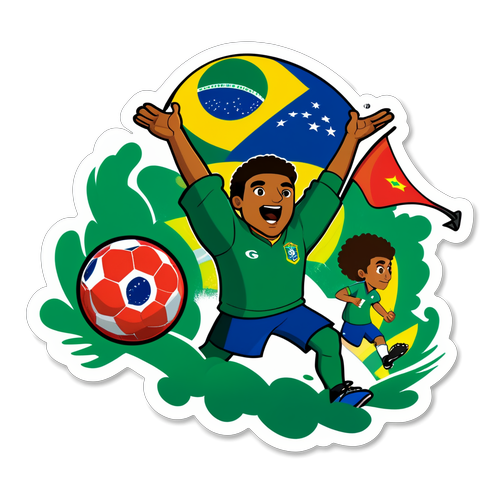 Viva o Futebol! A Alegria da Torcida Brasileira em um Adesivo Incrível!