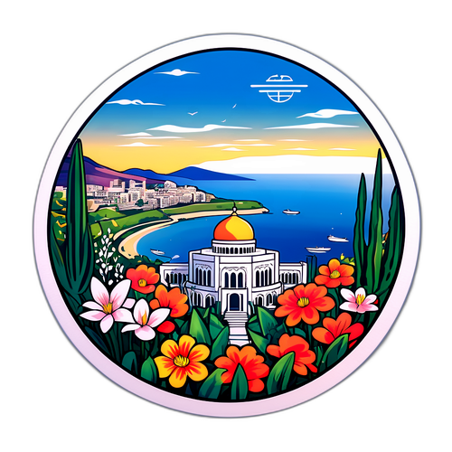 Sticker van de Bahá'í Tuinen in Haifa