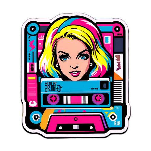 Un'illustrazione di un nastro magnetico con i successi di Britney