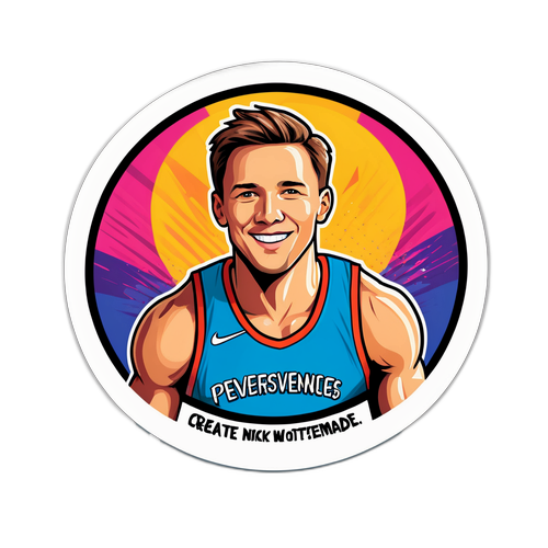Sticker inayomwonyesha Nick Woltemade na nukuu yenye motisha kuhusu ustahimilivu katika michezo