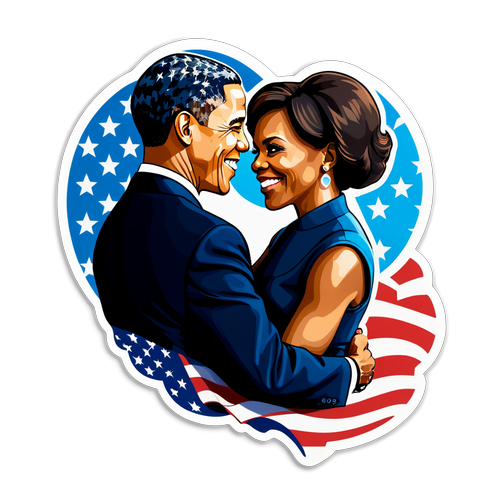 Rakkautta ja Voimaa: Barack ja Michelle Obama American Flag -taustan Inspiroivassa Halauksessa!