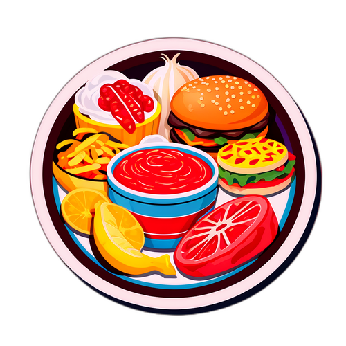 シンシナティの特製料理にインスパイアされた美味しい料理のイラスト