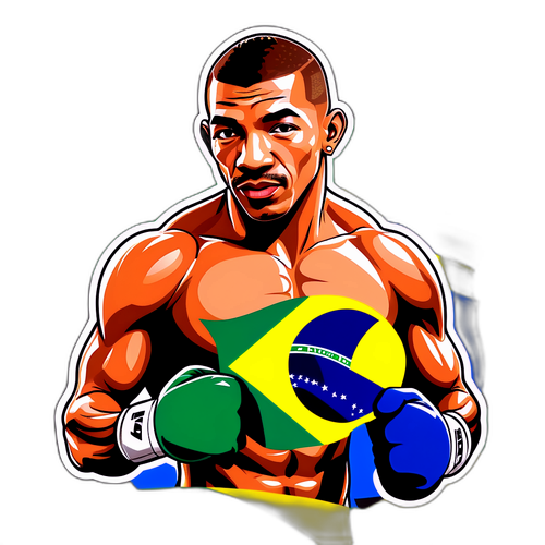 Ilustração de José Aldo com a bandeira do Brasil
