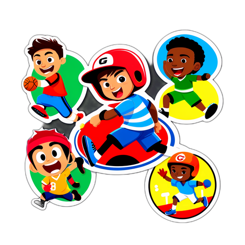 Nálepka s animovanými sportovními postavami