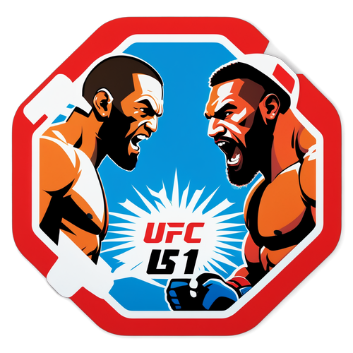 Sticker UFC 311: Siluet Pejuang dengan Latar Belakang Octagon yang Berwarna-warni