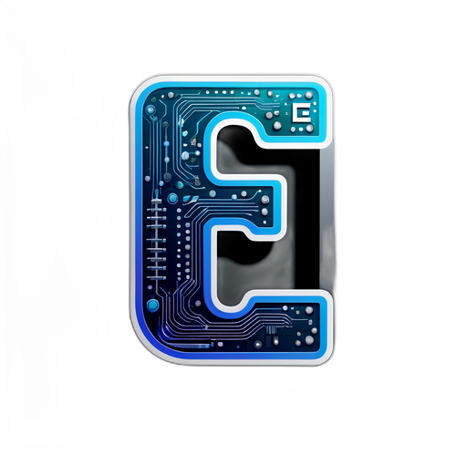 Adesivo a tema tecnologico con la lettera 'E' in 3D