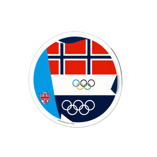 Feiring av det norske flagget med olympiske symboler for 2026-lekene