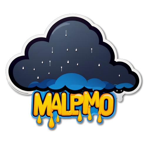 Adesivo Maltempo con Nuvole Scure e Gocce di Pioggia