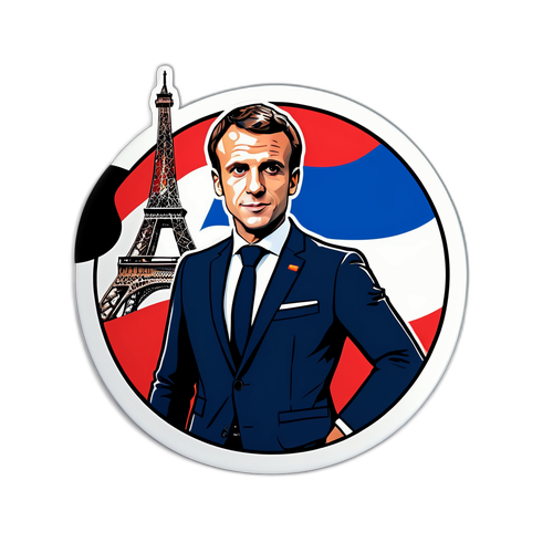 Emmanuel Macron med Eiffeltårnet
