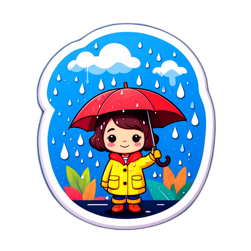 可愛的雨天場景