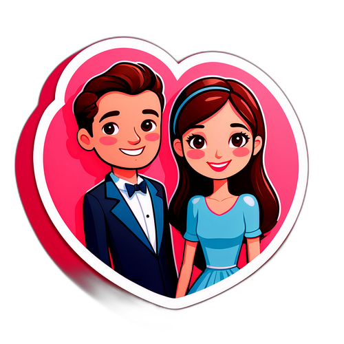 美しい女性と純粋な心を持つ男性のカップルイラスト