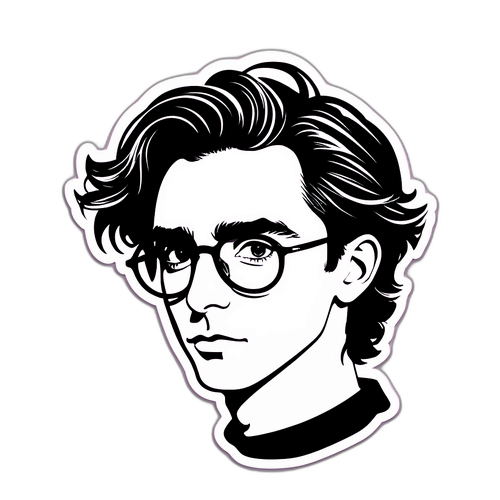 Силуэт Тимоти Шаламе с очками на ярком фоне