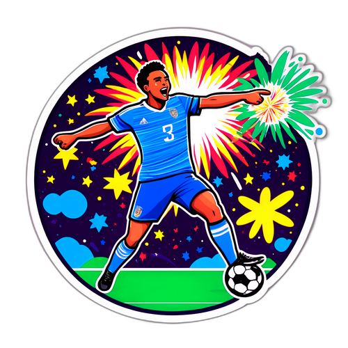 ש sticker מגניב של שחקן שמבקיע שער