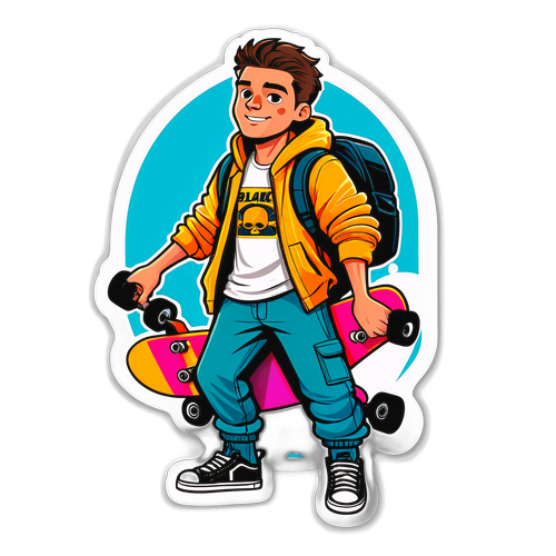 Blake Mitchell come personaggio fresco con skateboard