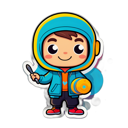 Fargerik tegneseriefigur med hobby