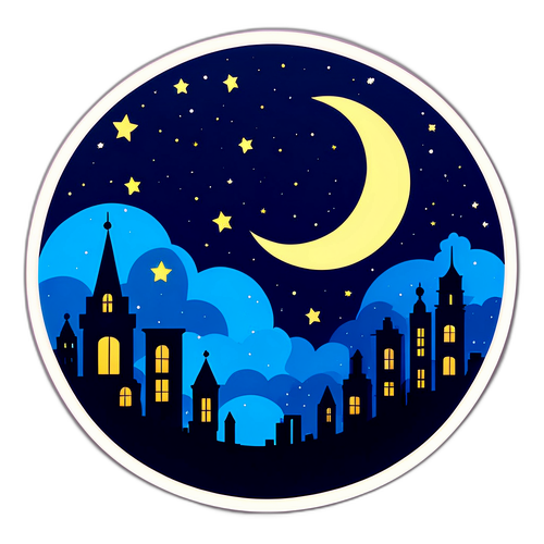 Nattelandskab med Stjerner og Måne