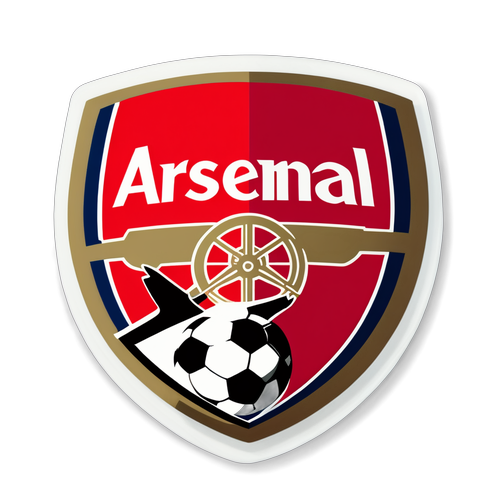 Designi, jossa on jalkapallo ja Arsenal FC:n logo yhdessä jännittävän taustan kanssa
