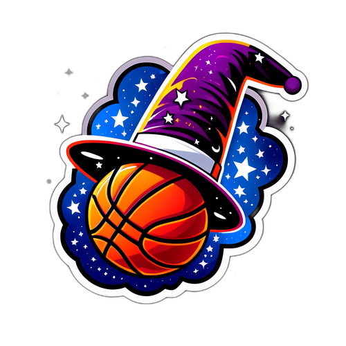 Whimsical Basketball Magician's Hat Sticker