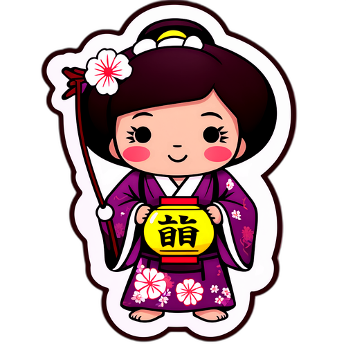 Kaakit-akit na tauhan sa tradisyonal na pambansang kasuotan ng Japan