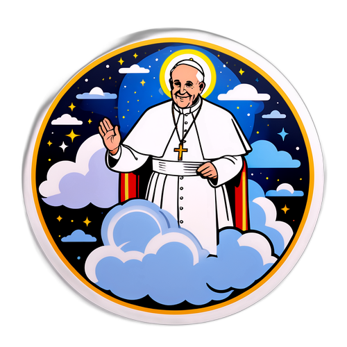 Autocollant représentant le pape dans les nuages