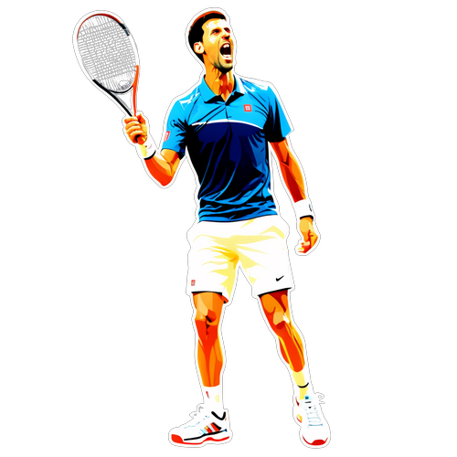 Ilustração de Novak Djokovic Celebrando uma Vitória