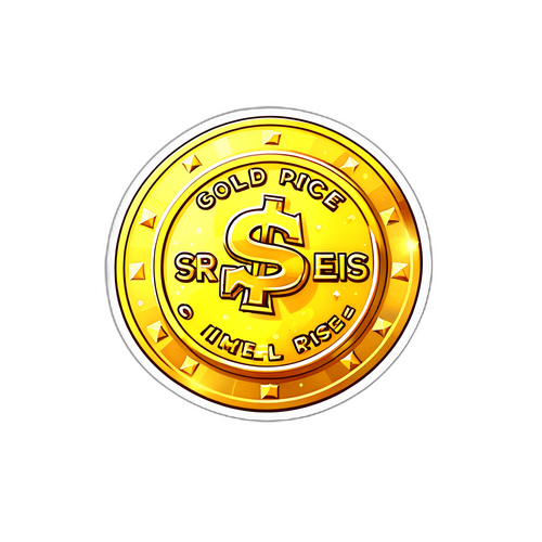 Sticker met gouden munt en tekst "Gouden prijs stijgt!"