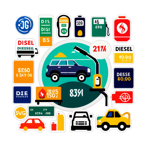Visual Collage ng Mga Diesel Fuel Pumps at Presyo