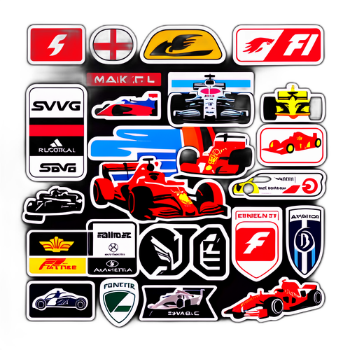 F1 Logo's en Iconische Auto's Sticker