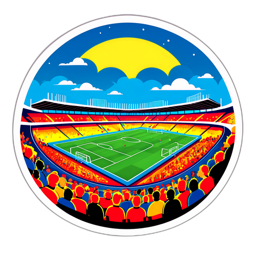 Ілюстрація живописного Запоріжжя з футбольним матчем на передньому плані