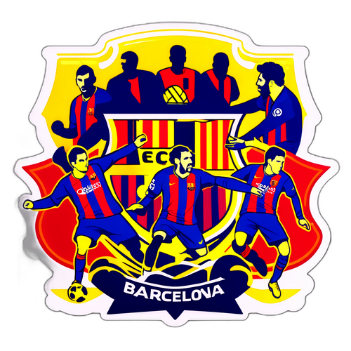 바르셀로나 전설적인 선수들과 트로피 스티커