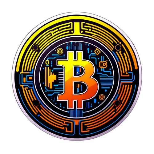 Stiker Bertema Crypto dengan Simbol Bitcoin