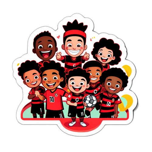 Adesivo Divertido com Personagens em Torcida pelo Flamengo