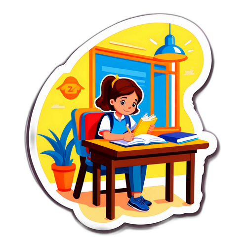 학습하는 학생의 디자인 스티커
