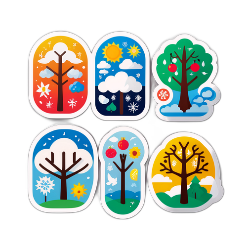 मौसम के अनुसार चार ऋतुओं का हास्यपूर्ण प्रतिनिधित्व