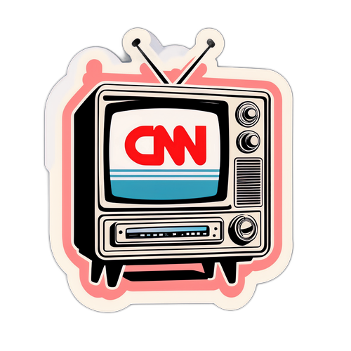 Sticker Set TV Berita CNN Vintage