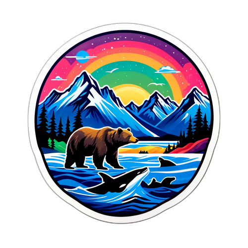 Un adesivo che celebra la bellezza naturale dell'Alaska