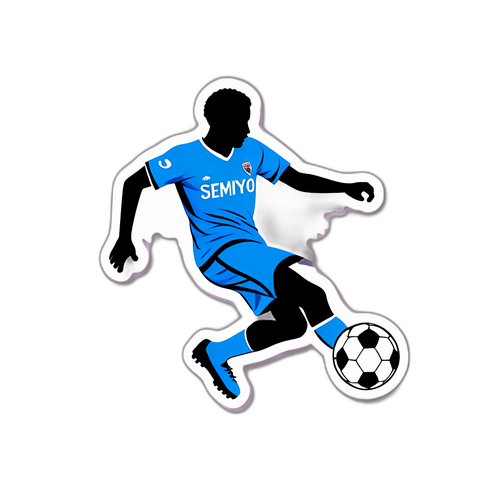 Silhuett av fotballspiller med 'Semenyo'