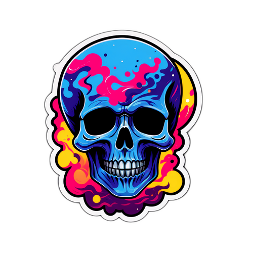 Stickerontwerp met abstracte schedel
